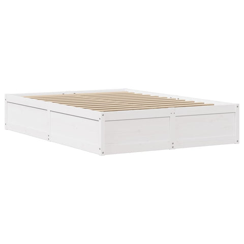 vidaXL Bed Frame with Headboard White 120x190 cm Small Double Solid Wood Pine