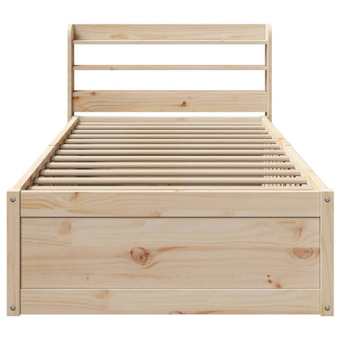 vidaXL Bed Frame with Headboard 90x190 cm Single Solid Wood Pine