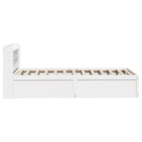 vidaXL Bed Frame with Headboard White 90x190 cm Single Solid Wood Pine