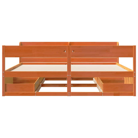 vidaXL Bed Frame without Mattress Wax Brown 180x200 cm Super King Solid Wood Pine