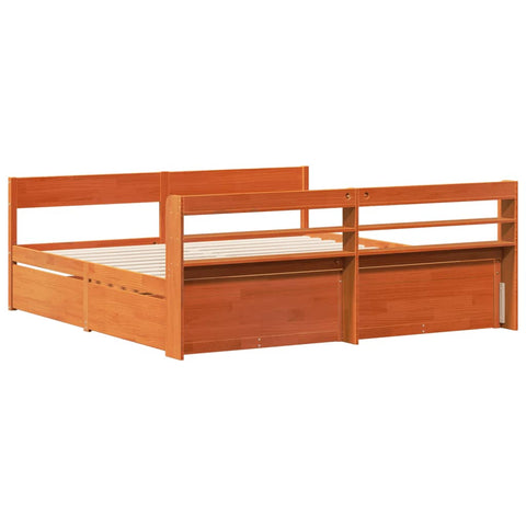 vidaXL Bed Frame without Mattress Wax Brown 180x200 cm Super King Solid Wood Pine