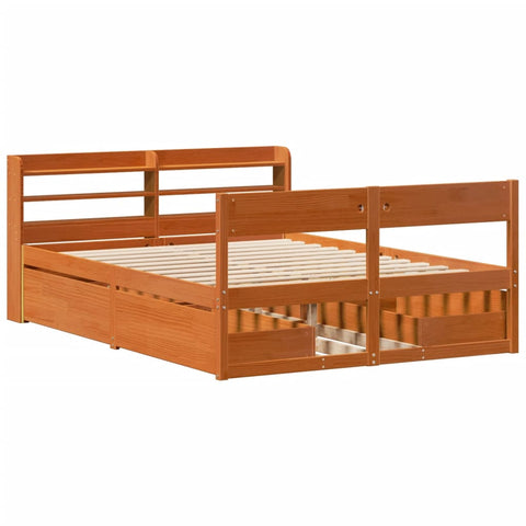 vidaXL Bed Frame without Mattress Wax Brown 160x200 cm Solid Wood Pine