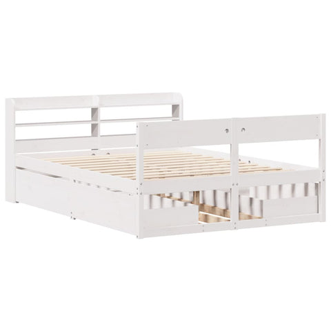 vidaXL Bed Frame without Mattress White 150x200 cm King Size Solid Wood Pine