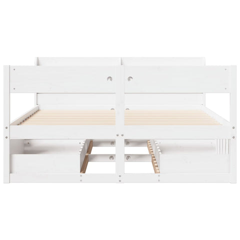 vidaXL Bed Frame without Mattress White 150x200 cm King Size Solid Wood Pine