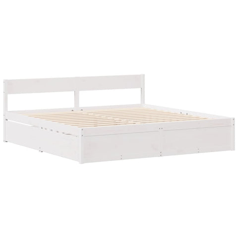 vidaXL Bed Frame without Mattress White 150x200 cm King Size Solid Wood Pine
