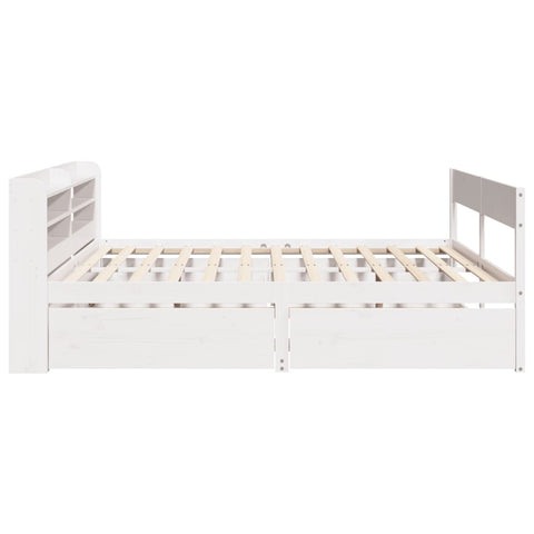 vidaXL Bed Frame without Mattress White 150x200 cm King Size Solid Wood Pine