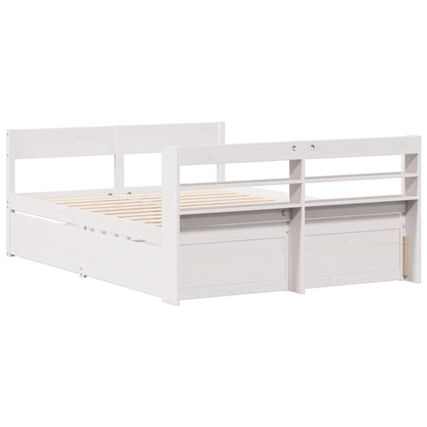 vidaXL Bed Frame without Mattress White 150x200 cm King Size Solid Wood Pine