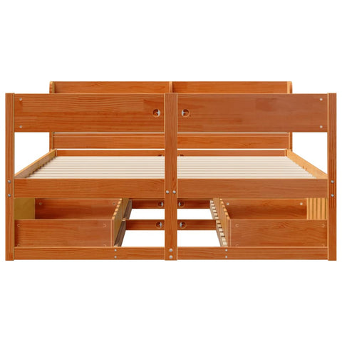 vidaXL Bed Frame without Mattress Wax Brown 150x200 cm King Size Solid Wood Pine