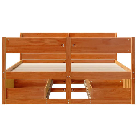 vidaXL Bed Frame without Mattress Wax Brown 140x200 cm Solid Wood Pine