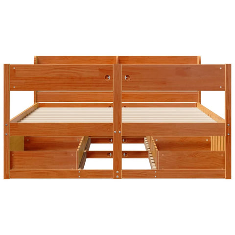 vidaXL Bed Frame without Mattress Wax Brown 120x200 cm Solid Wood Pine