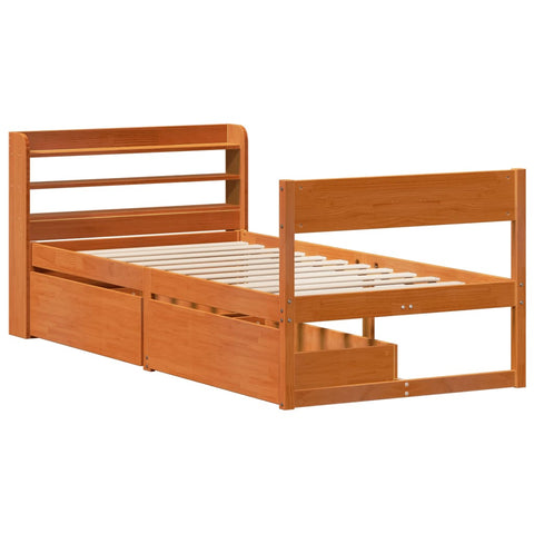 vidaXL Bed Frame without Mattress Wax Brown 100x200 cm Solid Wood Pine