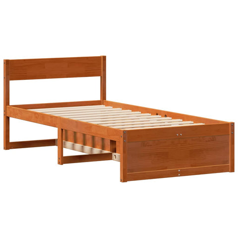 vidaXL Bed Frame without Mattress Wax Brown 100x200 cm Solid Wood Pine