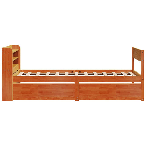 vidaXL Bed Frame without Mattress Wax Brown 100x200 cm Solid Wood Pine
