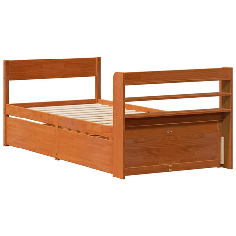 vidaXL Bed Frame without Mattress Wax Brown 100x200 cm Solid Wood Pine