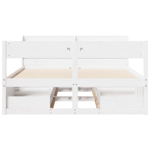 vidaXL Bed Frame without Mattress White 135x190 cm Double Solid Wood Pine