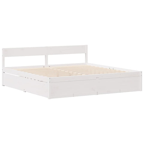 vidaXL Bed Frame without Mattress White 135x190 cm Double Solid Wood Pine
