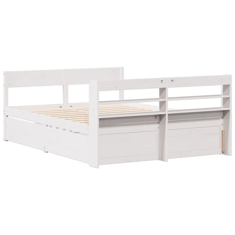 vidaXL Bed Frame without Mattress White 135x190 cm Double Solid Wood Pine