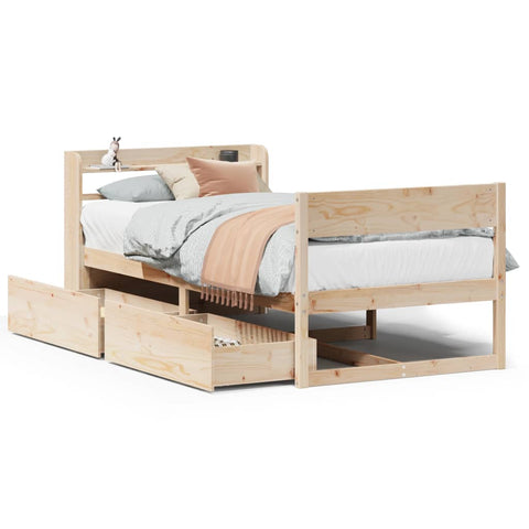 vidaXL Bed Frame without Mattress 75x190 cm Small Single Solid Wood Pine