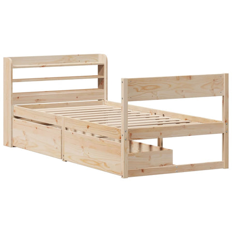 vidaXL Bed Frame without Mattress 75x190 cm Small Single Solid Wood Pine