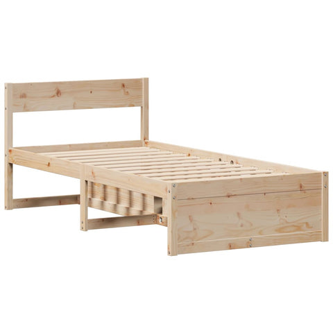 vidaXL Bed Frame without Mattress 75x190 cm Small Single Solid Wood Pine