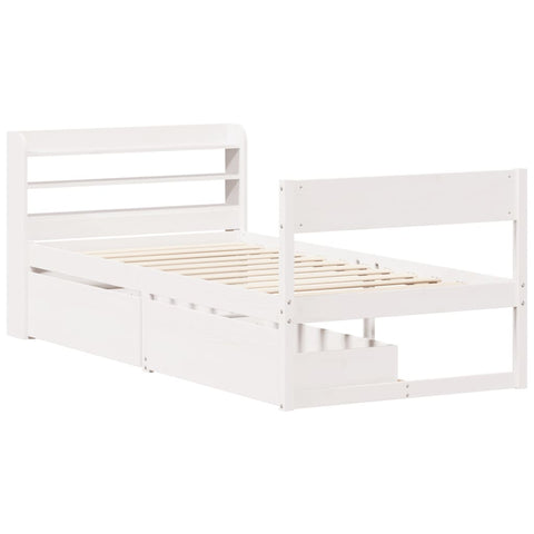 vidaXL Bed Frame without Mattress White 75x190 cm Small Single Solid Wood Pine