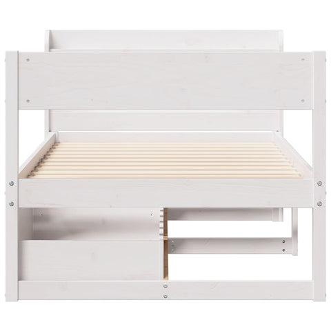 vidaXL Bed Frame without Mattress White 75x190 cm Small Single Solid Wood Pine