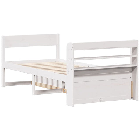 vidaXL Bed Frame without Mattress White 75x190 cm Small Single Solid Wood Pine
