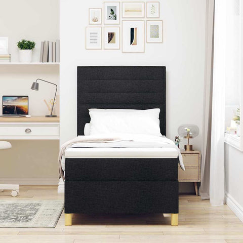 vidaXL Box Spring Bed with Headboard Black 100 x 200 cm Fabric