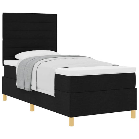 vidaXL Box Spring Bed with Headboard Black 100 x 200 cm Fabric