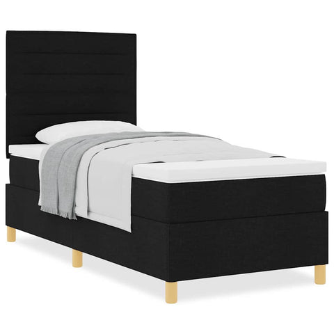 vidaXL Box Spring Bed with Headboard Black 100 x 200 cm Fabric