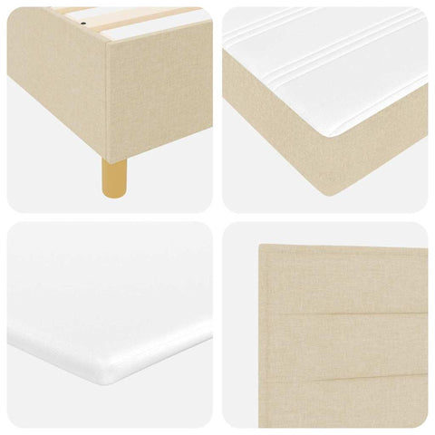 vidaXL Box Spring Bed with Headboard Cream 100 x 200 cm Fabric