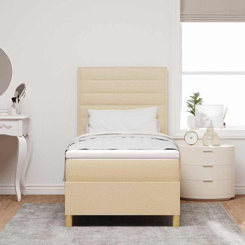 vidaXL Box Spring Bed with Headboard Cream 100 x 200 cm Fabric