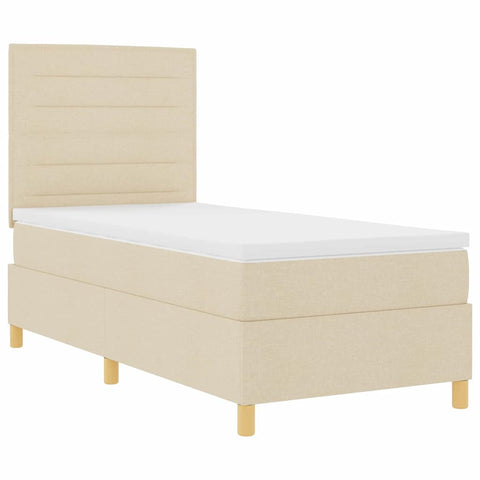 vidaXL Box Spring Bed with Headboard Cream 100 x 200 cm Fabric