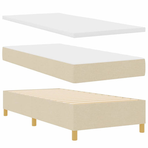 vidaXL Box Spring Bed with Headboard Cream 100 x 200 cm Fabric