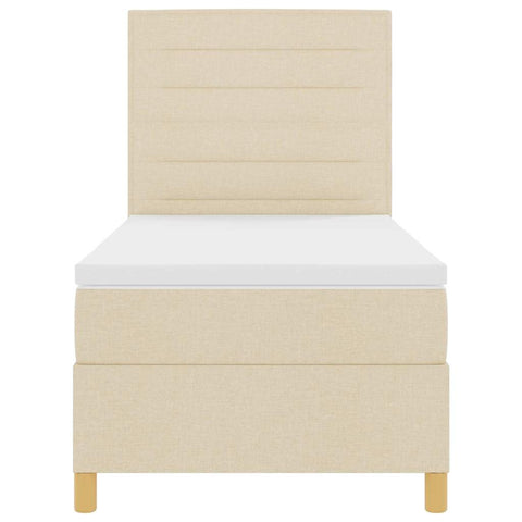 vidaXL Box Spring Bed with Headboard Cream 100 x 200 cm Fabric