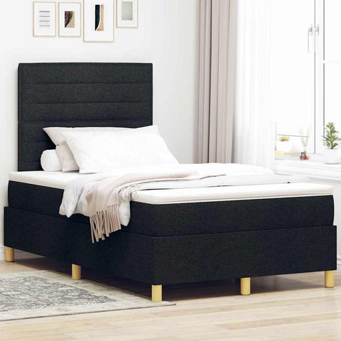 vidaXL Box Spring Bed with Headboard Black 120 x 200 cm Fabric