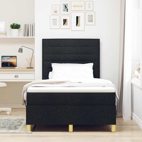 vidaXL Box Spring Bed with Headboard Black 120 x 200 cm Fabric