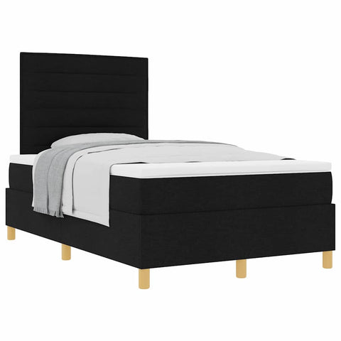 vidaXL Box Spring Bed with Headboard Black 120 x 200 cm Fabric