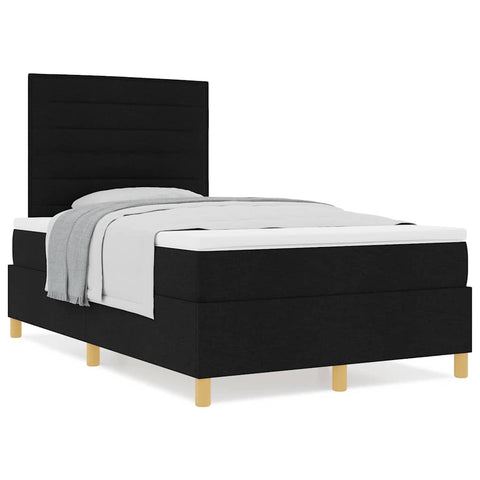 vidaXL Box Spring Bed with Headboard Black 120 x 200 cm Fabric