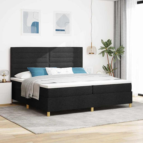 vidaXL Box Spring Bed with Headboard Black 200 x 200 cm Fabric