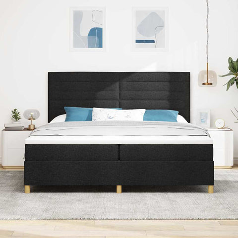 vidaXL Box Spring Bed with Headboard Black 200 x 200 cm Fabric