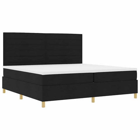 vidaXL Box Spring Bed with Headboard Black 200 x 200 cm Fabric