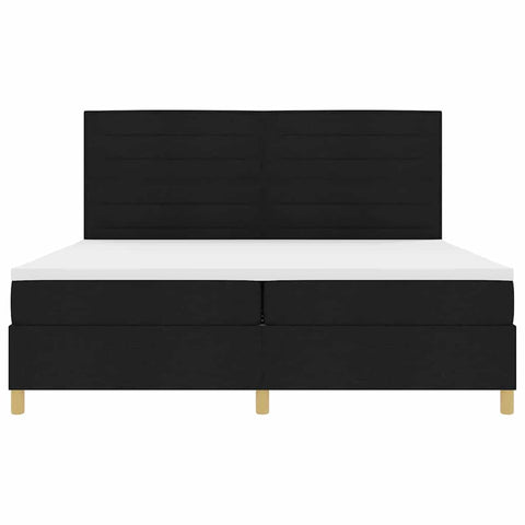 vidaXL Box Spring Bed with Headboard Black 200 x 200 cm Fabric