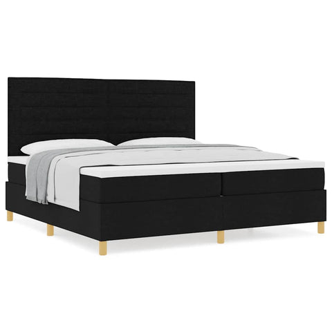 vidaXL Box Spring Bed with Headboard Black 200 x 200 cm Fabric