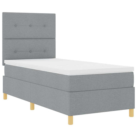 vidaXL Box Spring Bed with Headboard Light grey 100 x 200 cm Fabric
