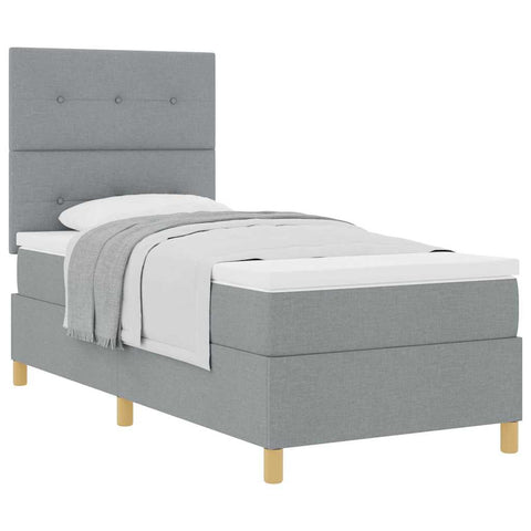 vidaXL Box Spring Bed with Headboard Light grey 100 x 200 cm Fabric