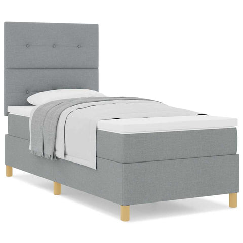 vidaXL Box Spring Bed with Headboard Light grey 100 x 200 cm Fabric