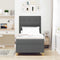 vidaXL Box Spring Bed with Headboard Dark grey 100 x 200 cm Fabric