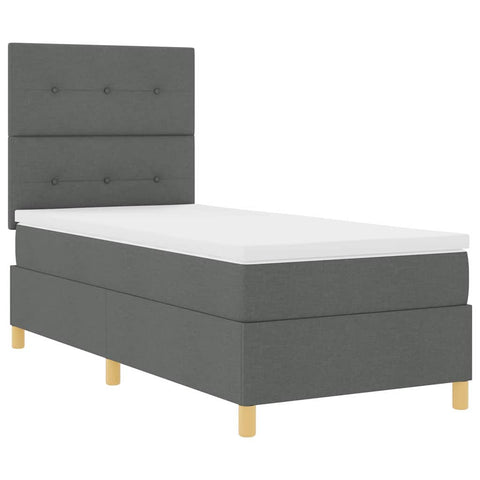 vidaXL Box Spring Bed with Headboard Dark grey 100 x 200 cm Fabric
