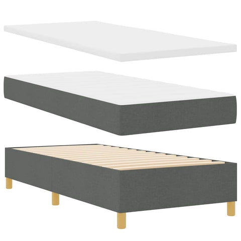 vidaXL Box Spring Bed with Headboard Dark grey 100 x 200 cm Fabric